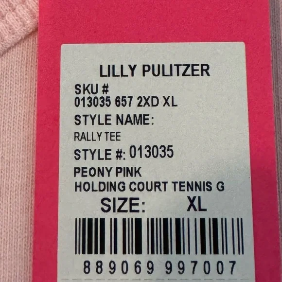 Lilly Pulitzer Rally Tee in Peony Pink ‘Holding Court’ Tennis Graphic XL 🆕 NWT - Picture 8 of 12